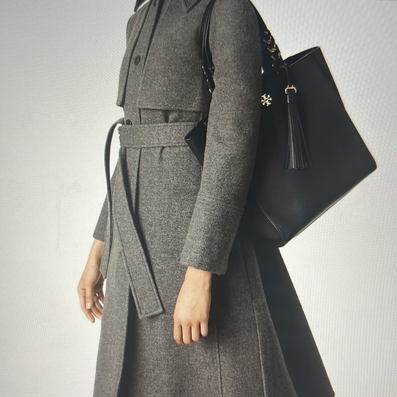 Tory Burch “Brooke” Suede and Smooth Leather Tote in Black - Picture 3 of 16